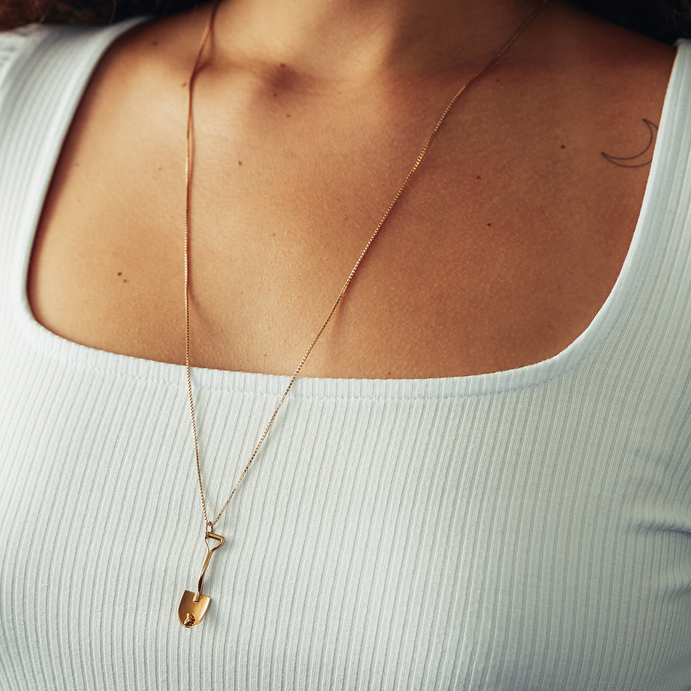 Vintage Shovel with Gold Nugget Charm for Women