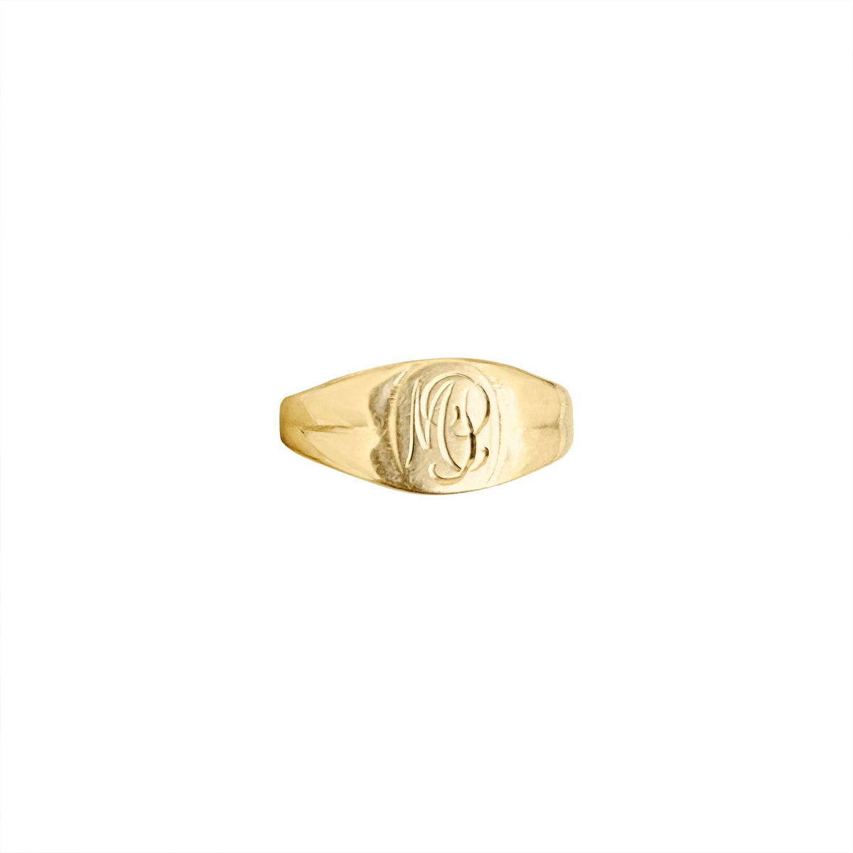 Vintage Signet Ring with "MP" Initials Engraving by Fewer Finer