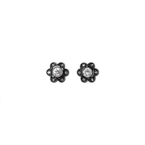 Vintage Victorian Silver and Gold Diamond Flower Studs for Women