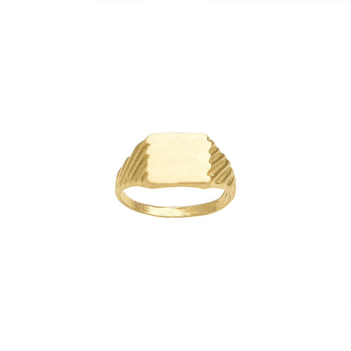 Vintage Square Signet Ring with Ridged Edge by Fewer Finer
