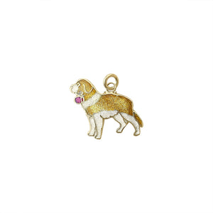 Vintage St. Bernard Dog Enamel Charm by Fewer Finer