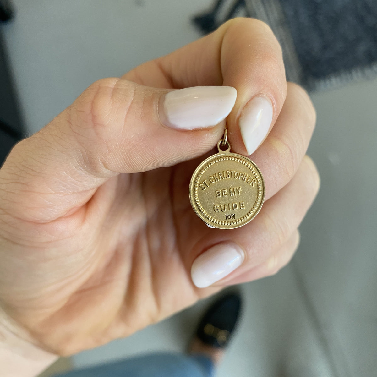 Vintage St. Christopher Charm with Be My Guide Engraving