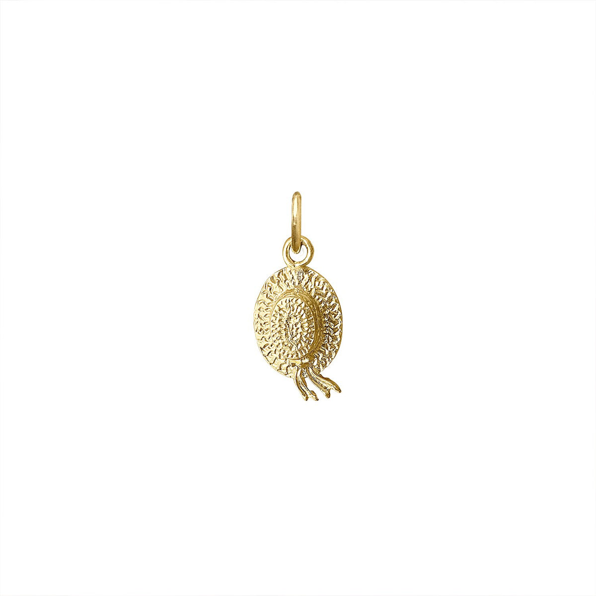 18k Gold Vintage Straw Hat Charm by Fewer Finer