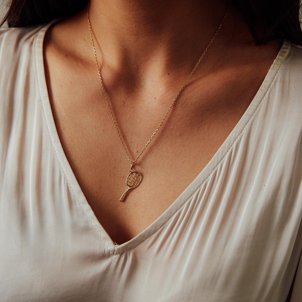 Vintage Tennis Racket Charm for Women