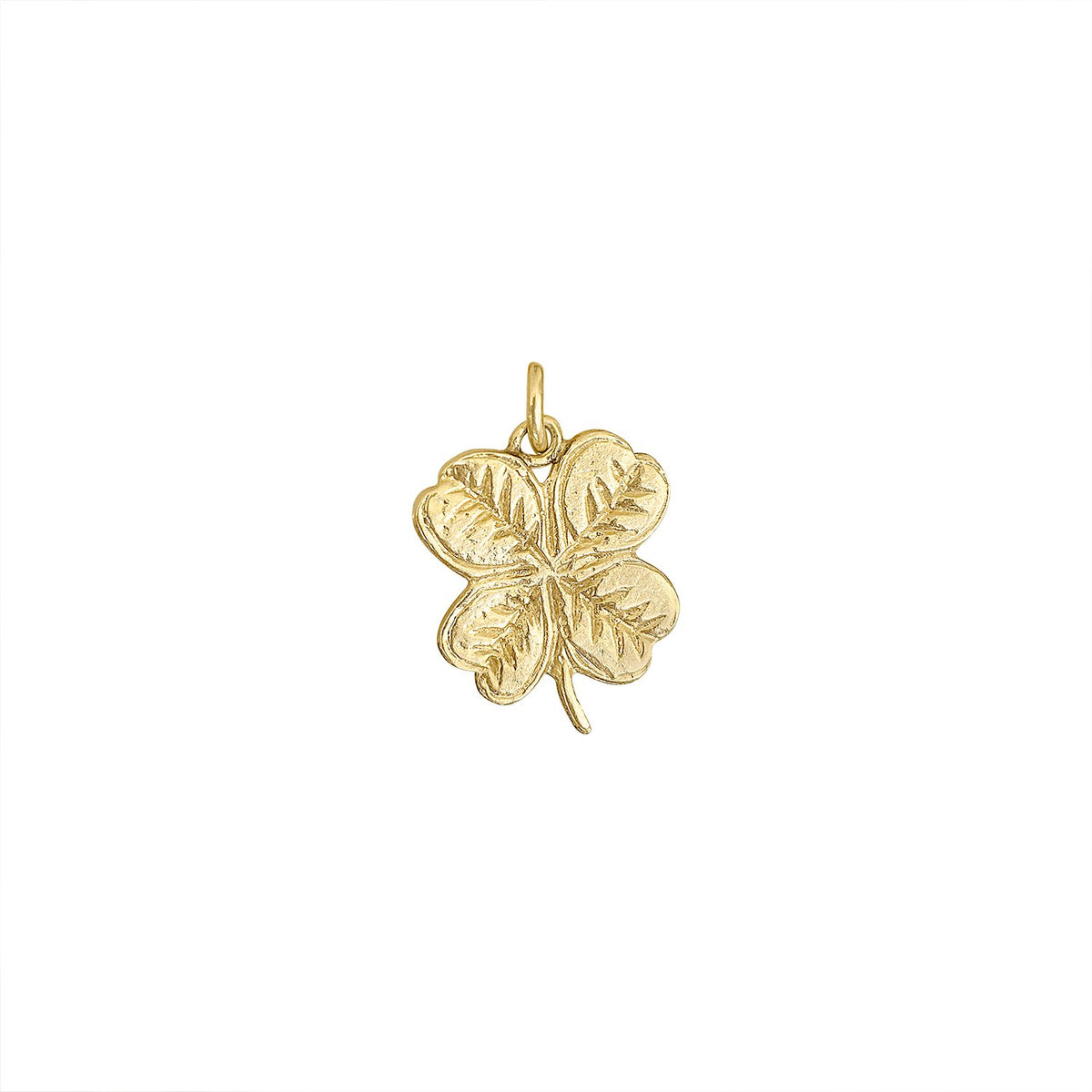 Vintage Textured Four Leaf Clover Charm by Fewer Finer