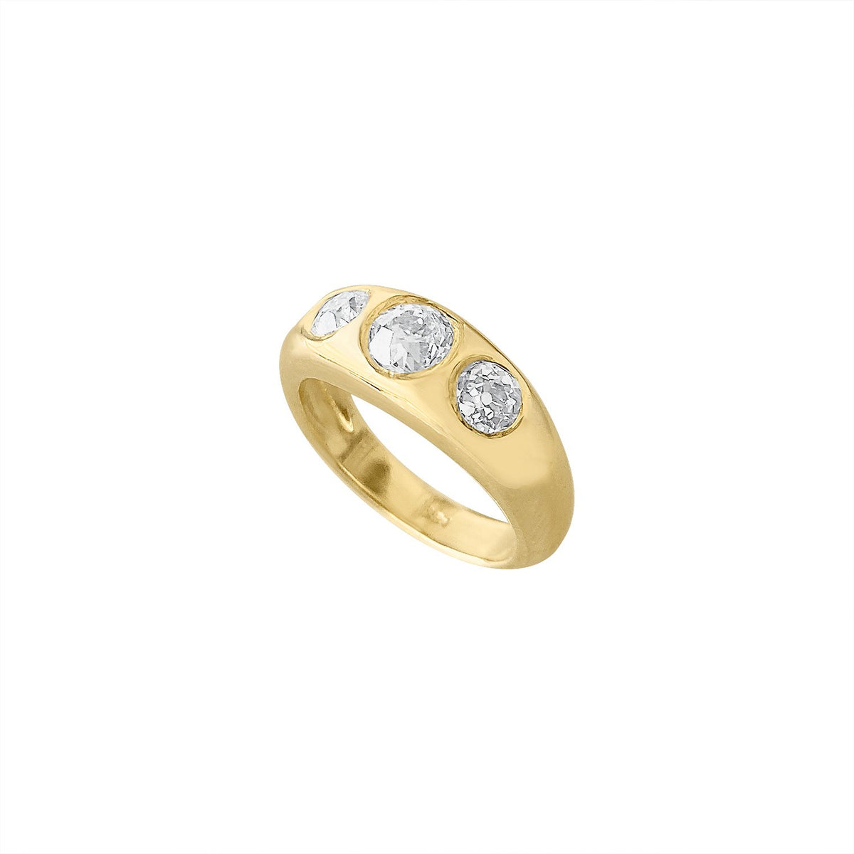 Vintage Three Stone Old Cut Diamond Ring by Fewer Finer