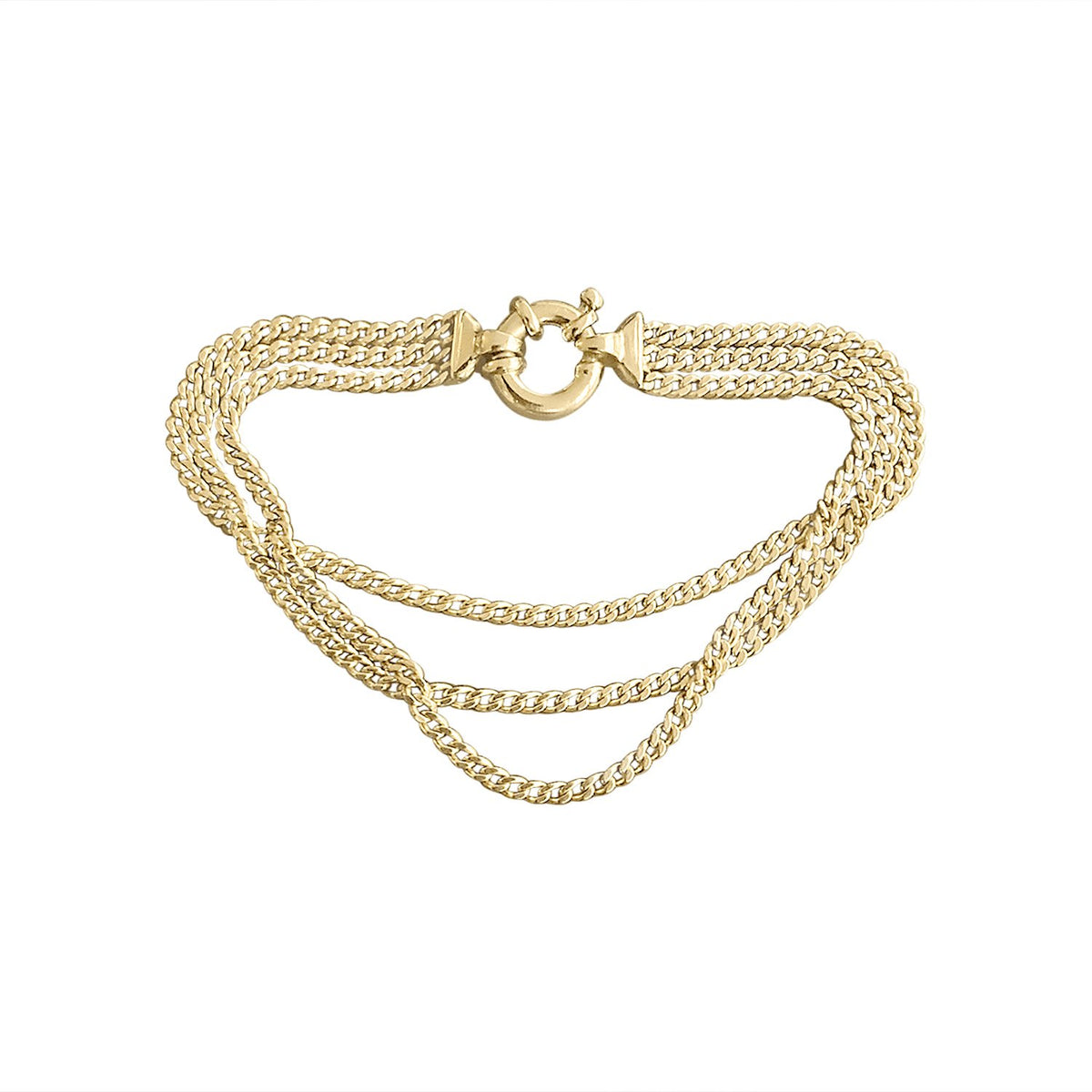 Vintage Triple Row Cuban Chain Bracelet for Women by Fewer Finer