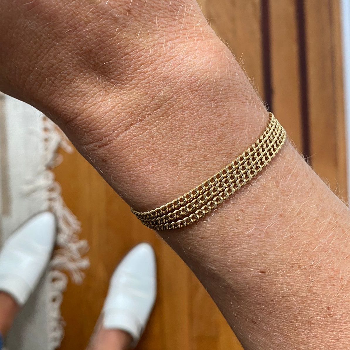 Vintage Versatile Triple Row Cuban Chain Bracelet by Fewer Finer