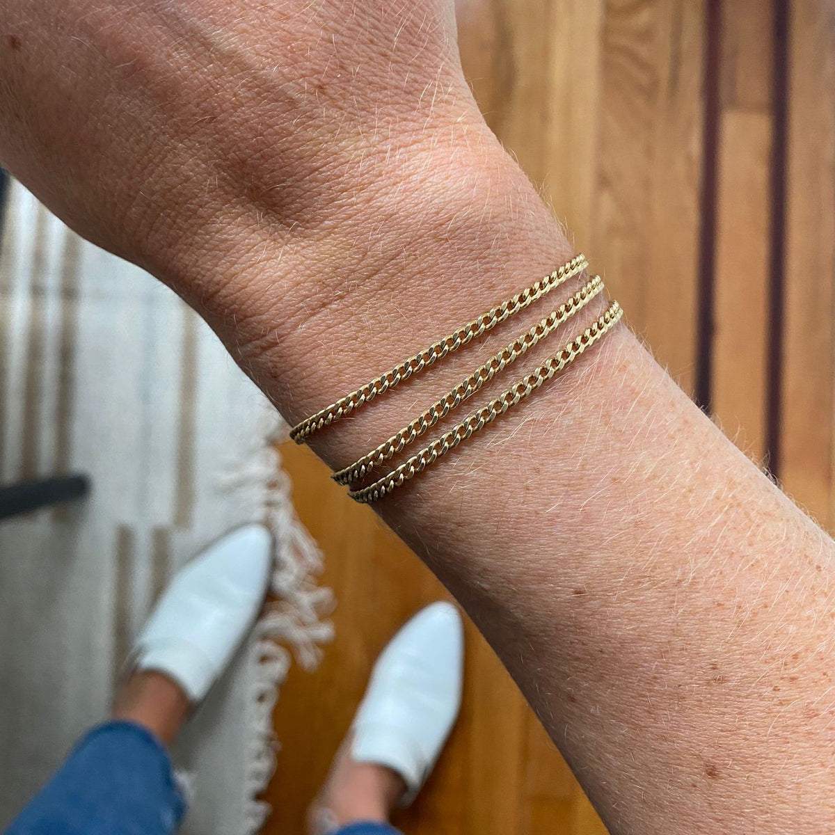 Vintage Flexible Triple Row Cuban Chain Bracelet by Fewer Finer