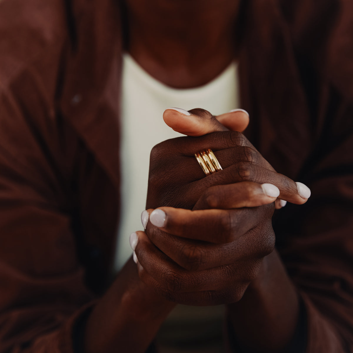 Vintage Triple Set of 18k Gold Round Bands for Women