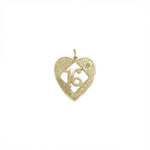 Vintage Heart Number "16" Charm by Fewer Finer