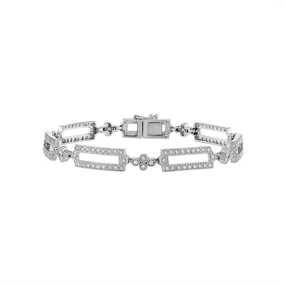 Vintage White Gold Diamond Bracelet by Fewer Finer