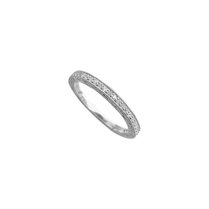 Vintage White Gold and Diamond Etched Eternity Band by Fewer finer