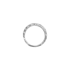 Vintage White Gold and Diamond Etched Eternity Band Detail
