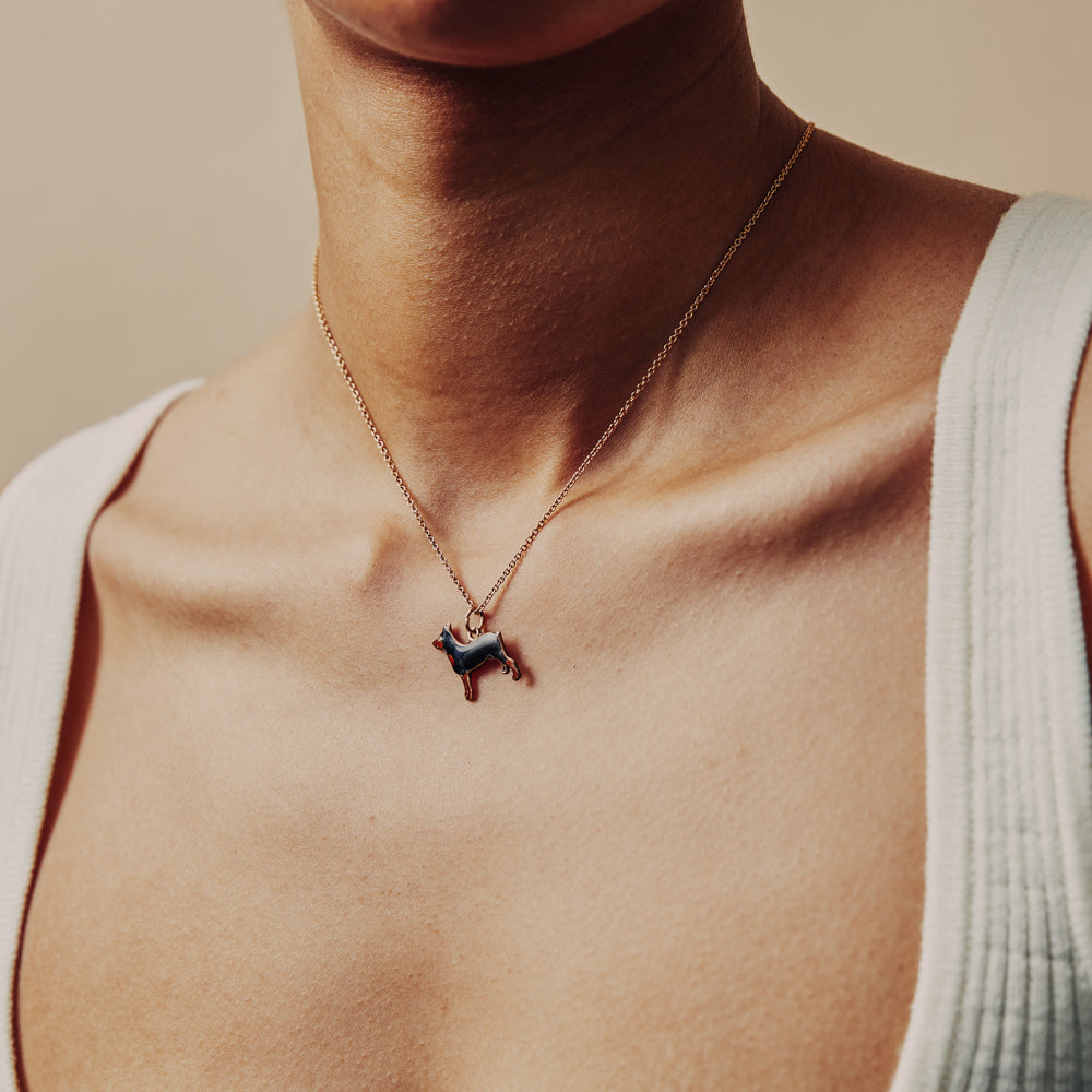 14k Vintage Doberman Charm 