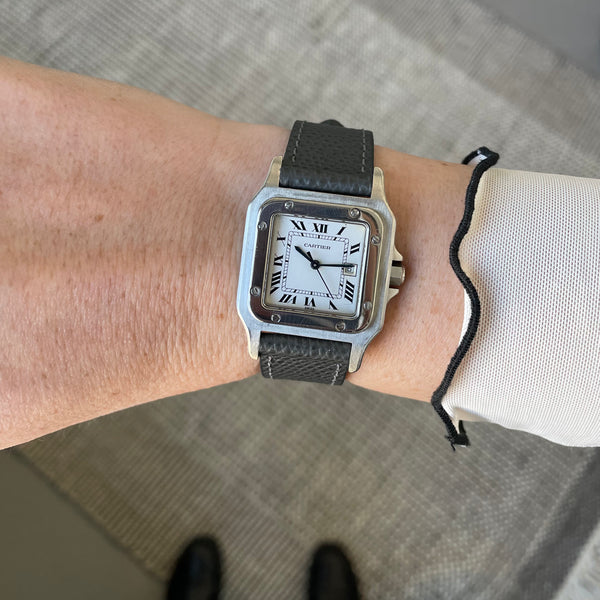 SOLD Vintage Cartier Santos Galbee 29mm Steel Watch Fewer Finer