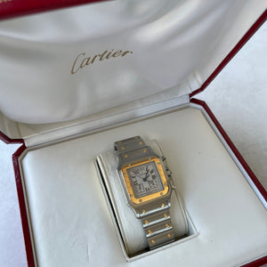 Vintage Cartier Santos Chronoflex Chronograph 29mm Two Tone Watch - Fewer Finer