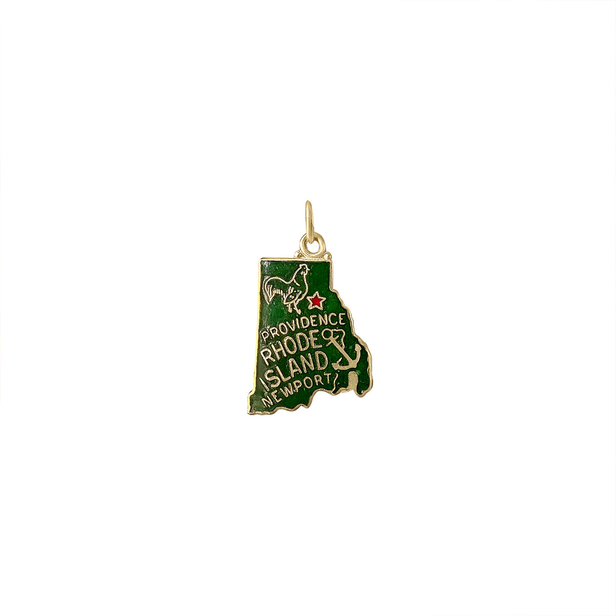 SOLD Vintage Green Enamel Rhode Island Charm