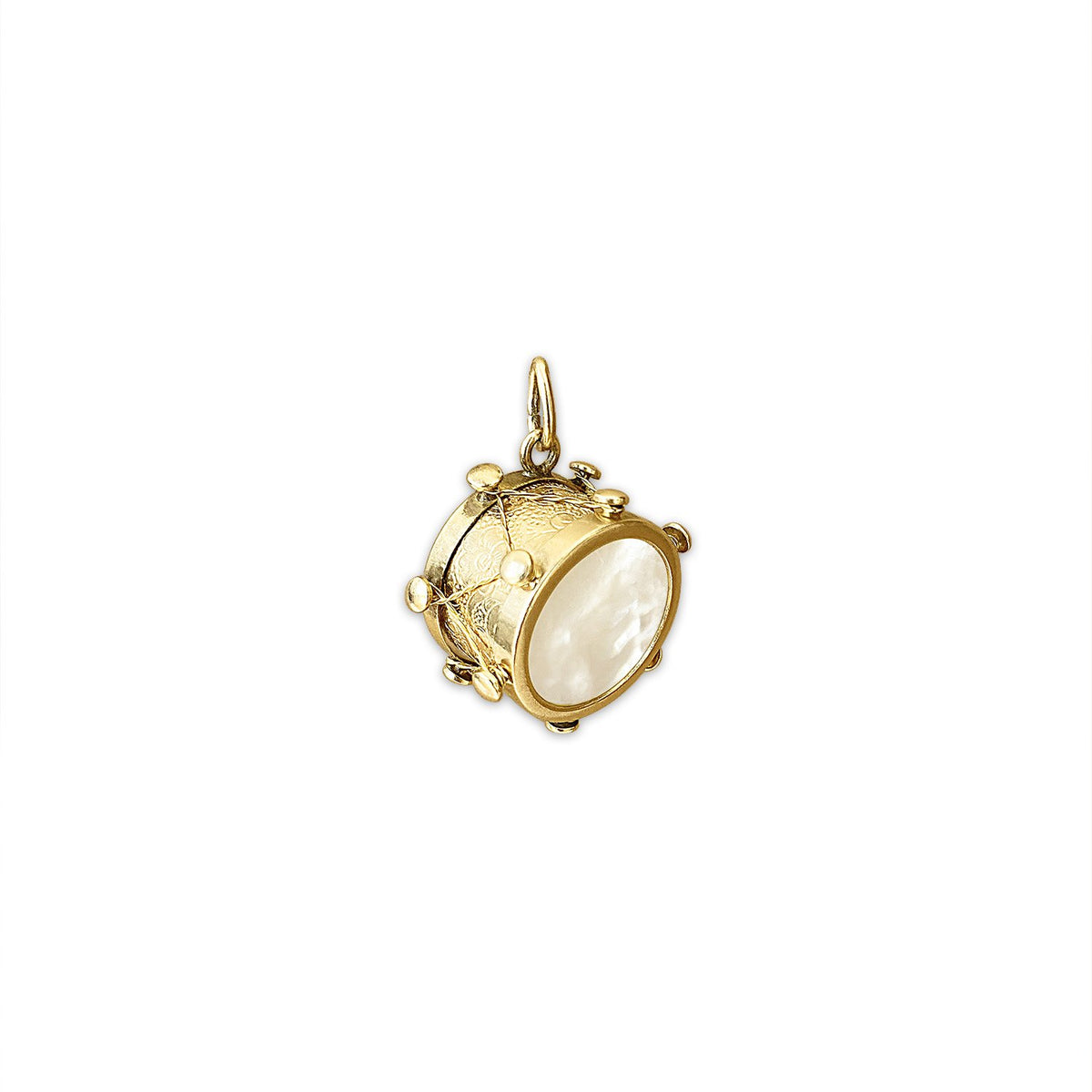 SOLD Vintage Mother of Pearl Drum Charm