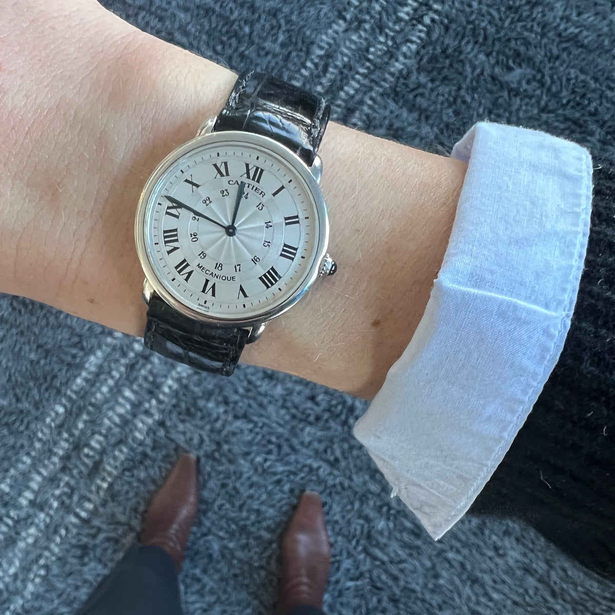 SOLD Vintage Cartier Ronde Louis Mechanical Platinum Watch