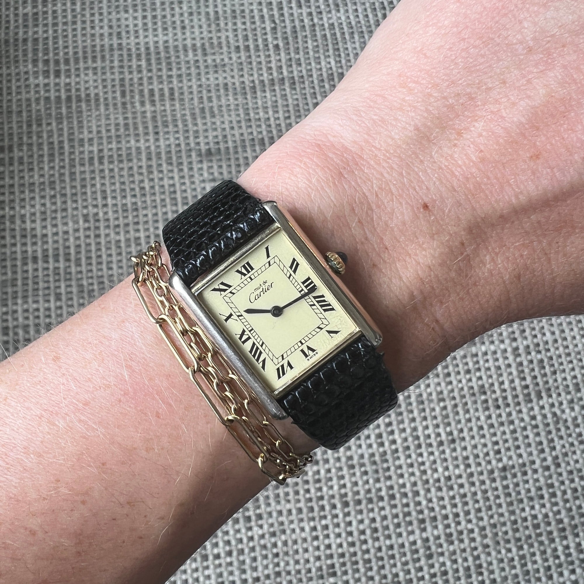 SOLD Vintage Cartier Must de Tank 23mm Gold Vermeil Watch