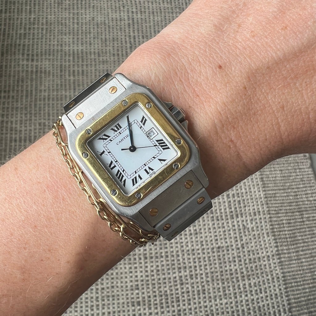 SOLD Vintage Cartier Santos Carr e 29mm Two Tone Watch Fewer Finer