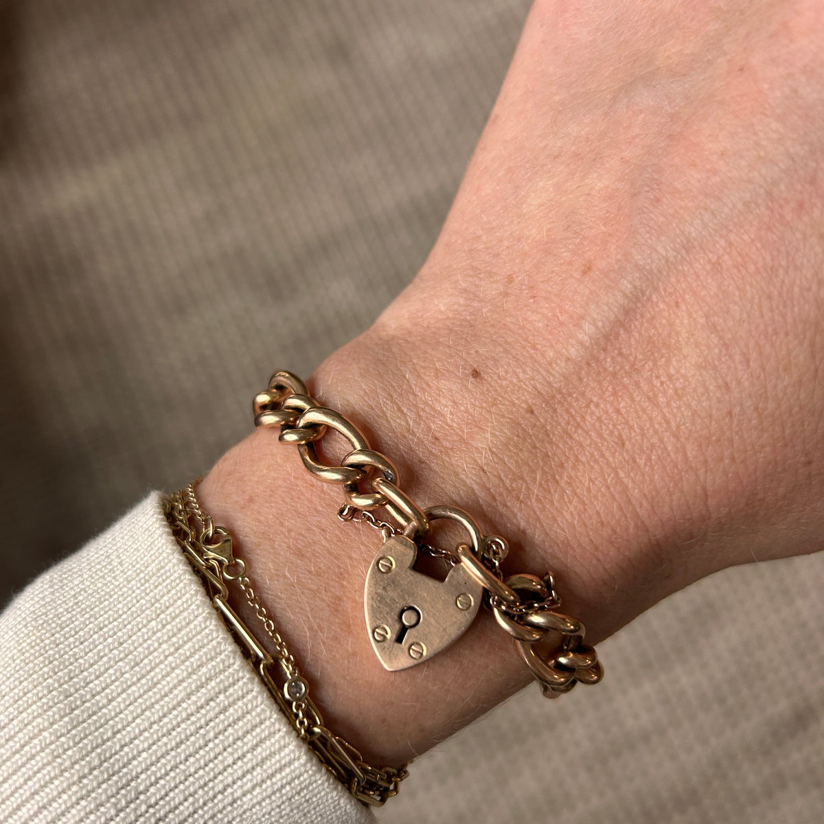 SOLD Vintage Heart Padlock Bracelet