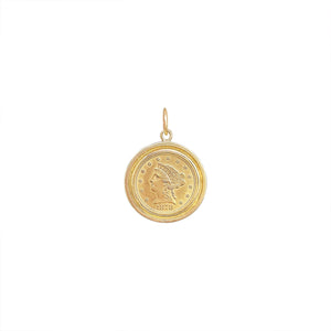 vintage gold coin charm 