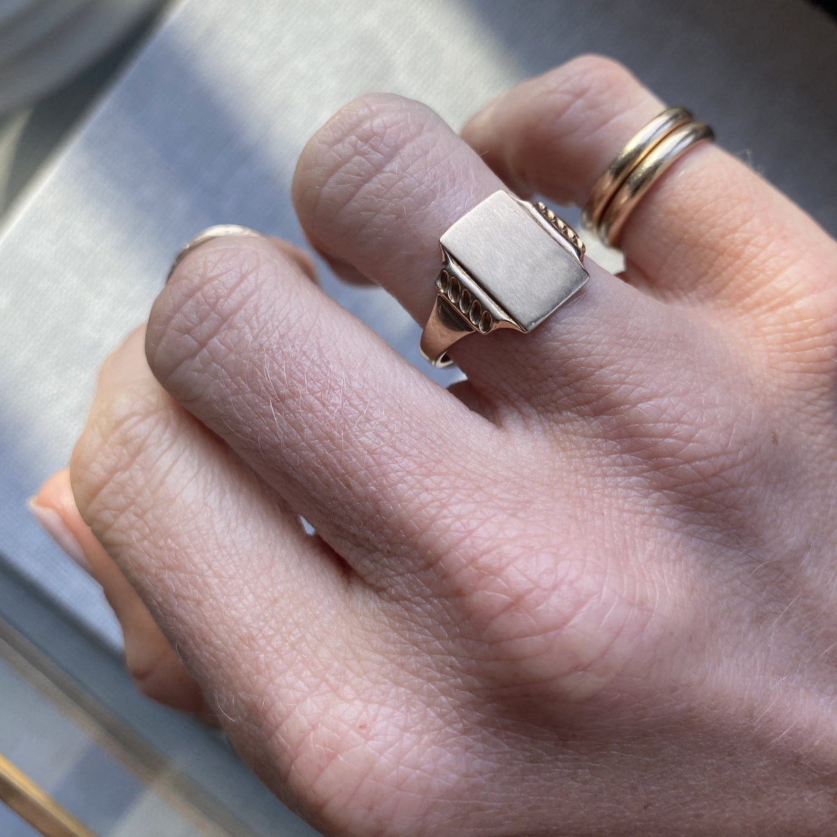 Vintage Engravable Rectangle Signet Ring