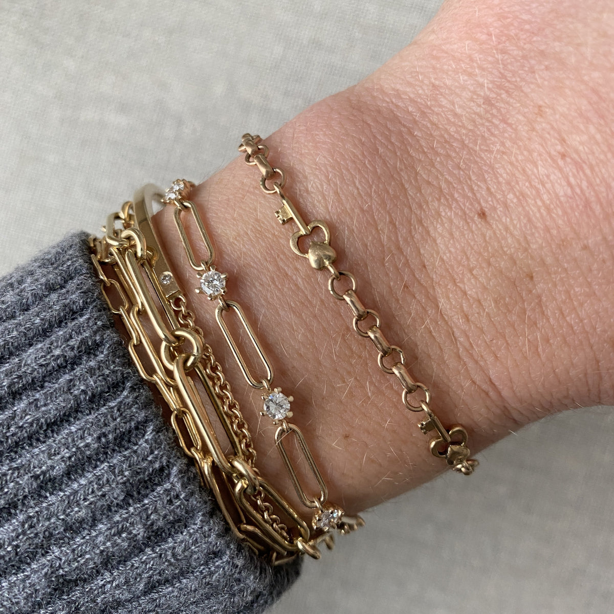 SOLD Vintage Heart and Key Charm Bracelet