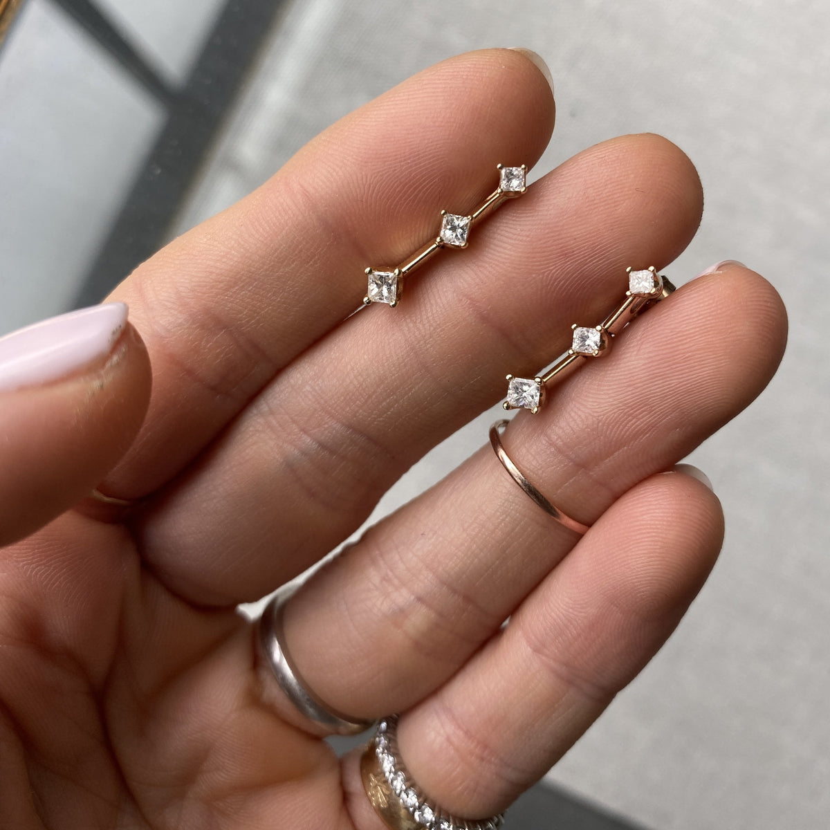 SOLD Vintage Diamond Drop Earring Pair