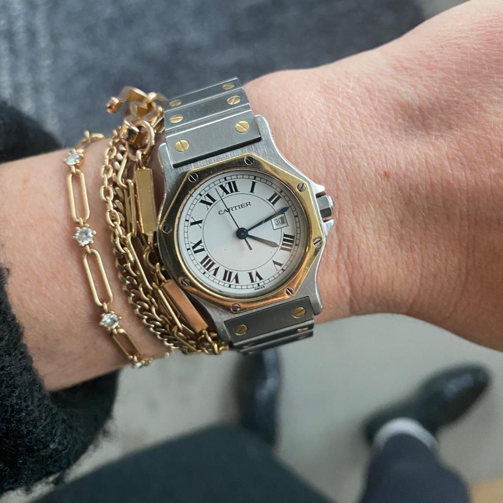 SOLD Vintage Cartier Santos Octagon Date 29mm Two Tone Watch