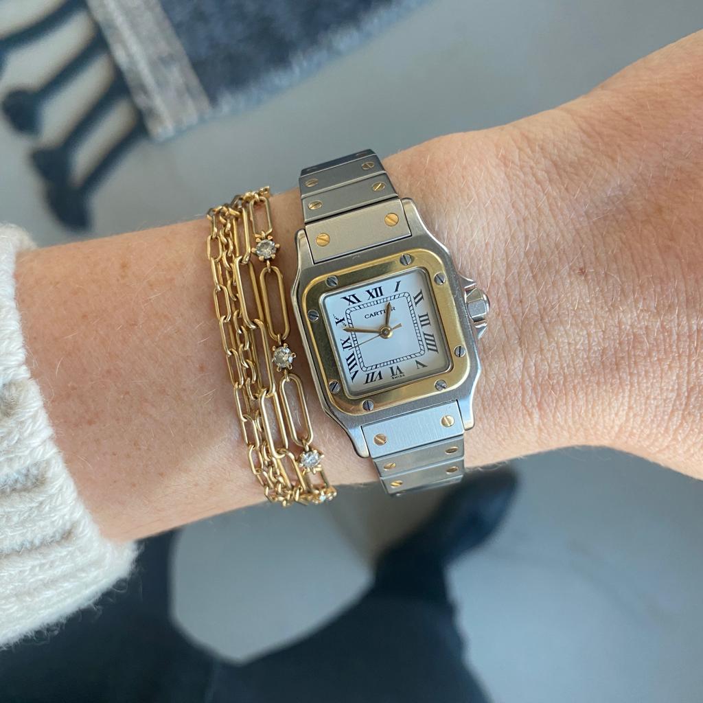 SOLD Vintage Cartier Santos 24mm Two Tone Watch Fewer Finer