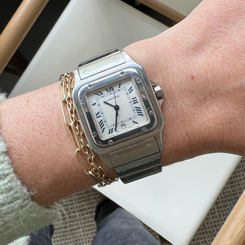 SOLD Vintage Cartier Santos Galbée 29mm Steel Watch Fewer Finer