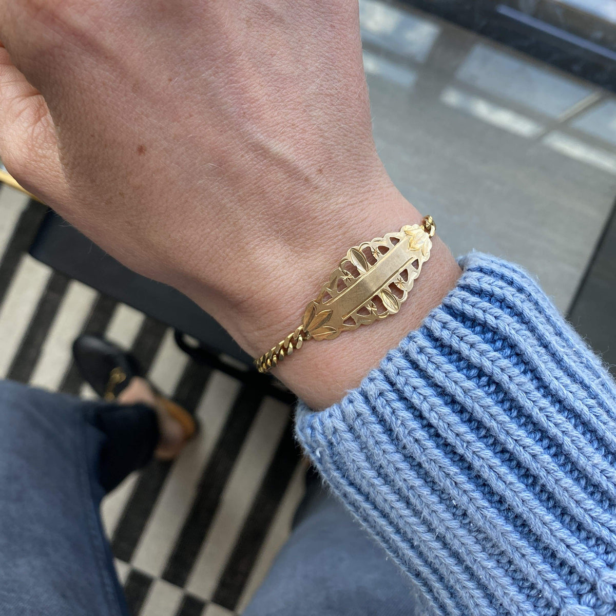 Vintage Victorian ID Bracelet on Wrist