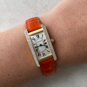 SOLD Vintage Cartier Tank Américaine 18K Diamond Watch