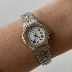 SOLD Vintage Cartier Santos Octagon Godron Two Tone Watch