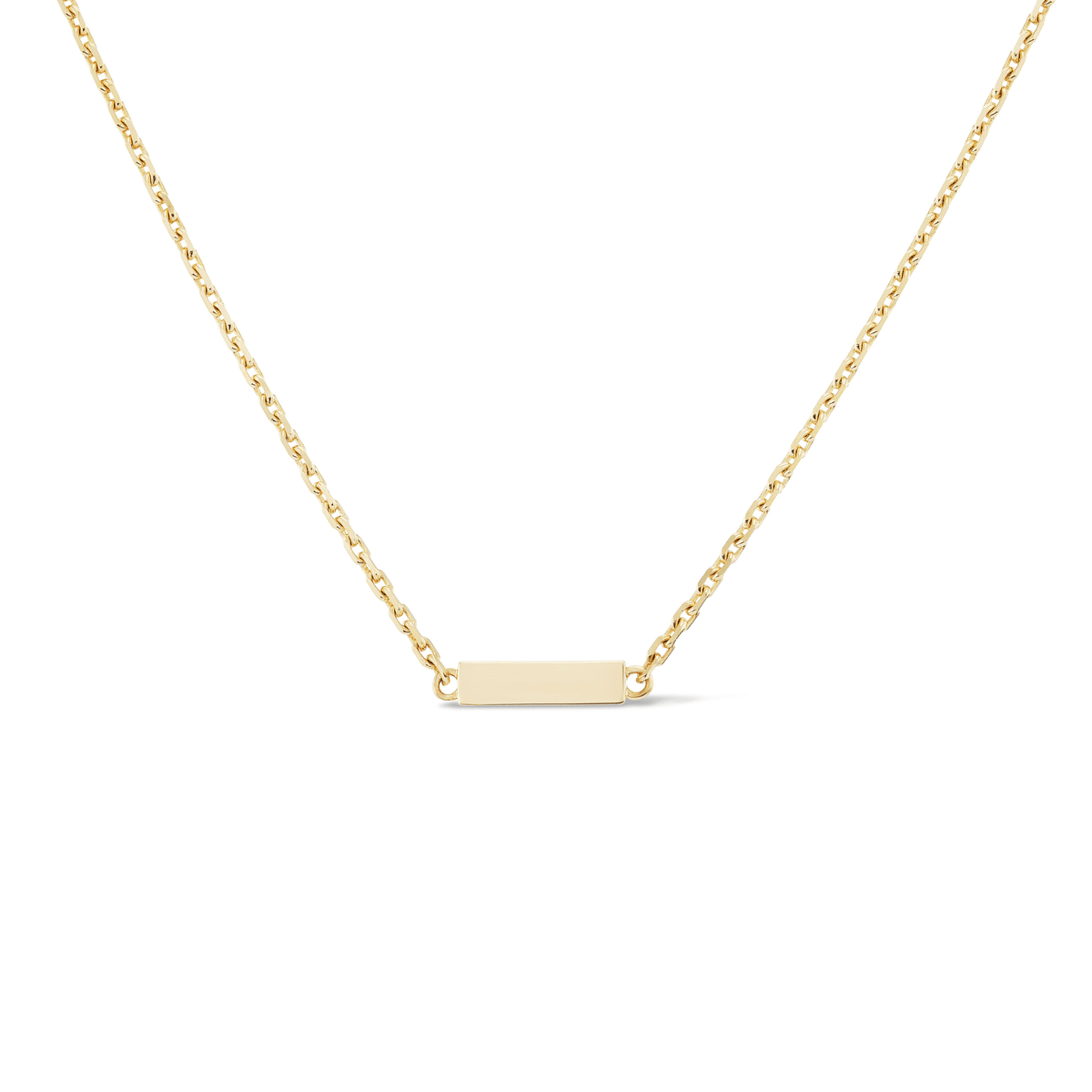 14k gold engravable gold bar necklace