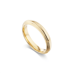 14k solid gold column style wedding band 