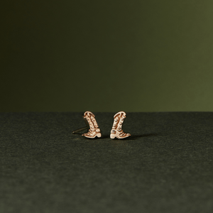 14k solid gold cowboy boot stud earrings 