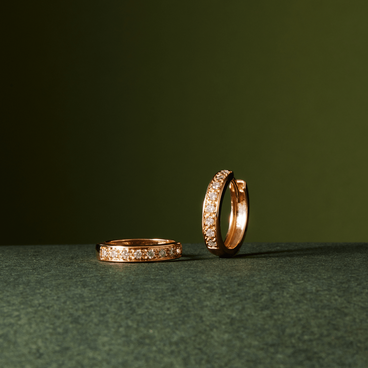 14k gold diamond huggies