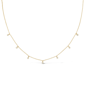 14k gold necklace with bezel set diamonds