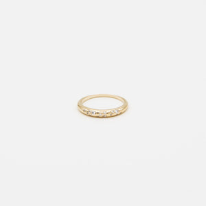 14k solid gold ring with flush set diamonds