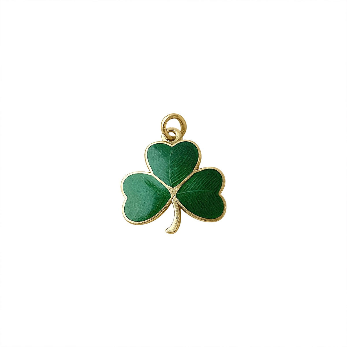 Vintage Green Enamel Clover Charm by Fewer Finer