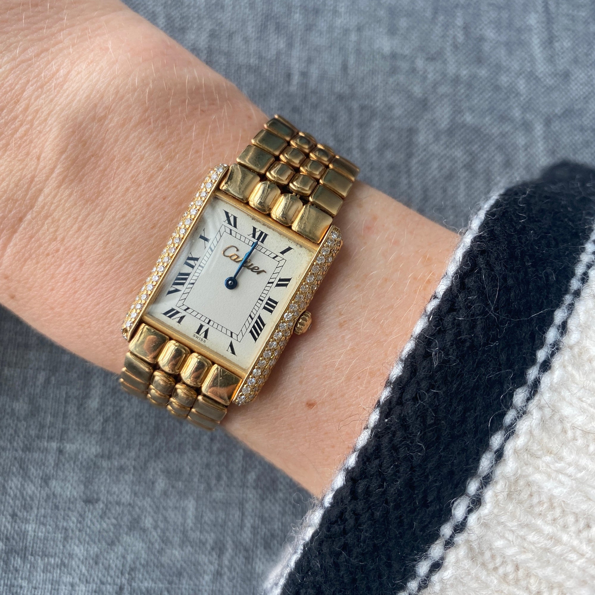 SOLD Vintage Cartier Tank Louis 23mm 18K Diamond Watch