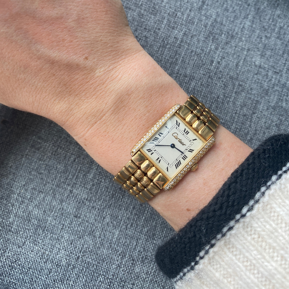 SOLD Vintage Cartier Tank Louis 23mm 18K Diamond Watch