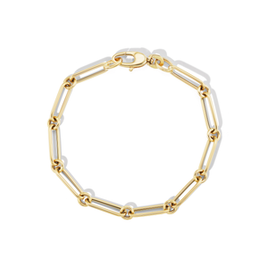 14k semi-hollow gold link chain charm bracelet 