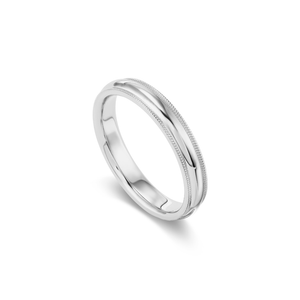 Unisex 14k solid white gold milgrain style wedding band