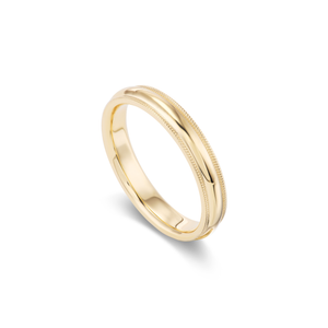 Unisex 14k solid gold milgrain style wedding band