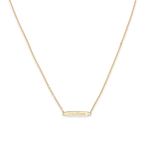 14k gold engravable nameplate necklace 